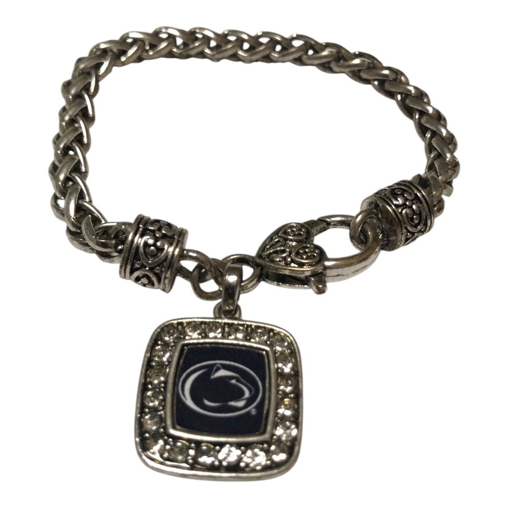 Penn State Nittany Lions Crystal/Silver Square Charm Bracelet